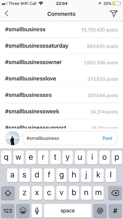 Instagram hashtag research