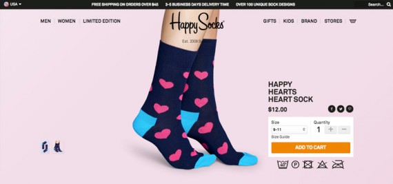 Happy Socks sells a relatively narrow line of products: socks and undergarments.